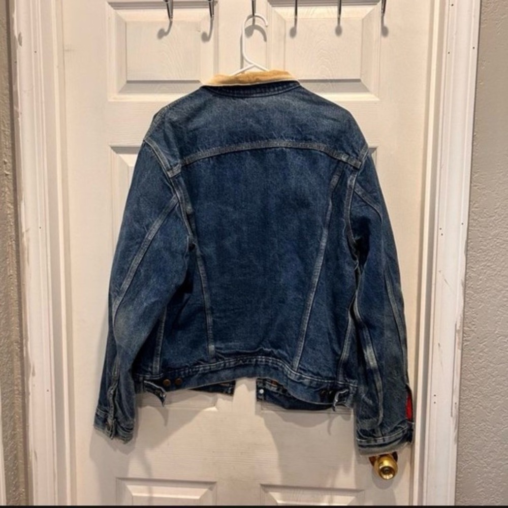 Vtg Carhartt Denim Jean Trucker Jacket Flannel Lined 100 Year Plaid Large - Picture 10 of 13